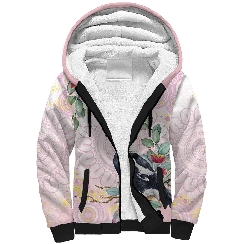 Magpie NAIDOC Week 2026 Personalised Sherpa Hoodie 50 Years Deadly Eucalyptus Blossoms Aboriginal Art