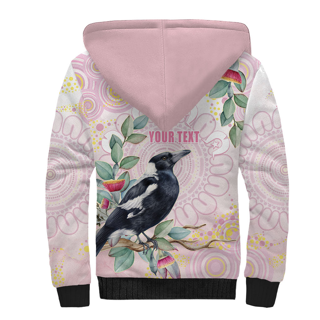 Magpie NAIDOC Week 2026 Personalised Sherpa Hoodie 50 Years Deadly Eucalyptus Blossoms Aboriginal Art