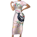 Magpie NAIDOC Week 2026 Personalised Short Sleeve Bodycon Dress 50 Years Deadly Eucalyptus Blossoms Aboriginal Art