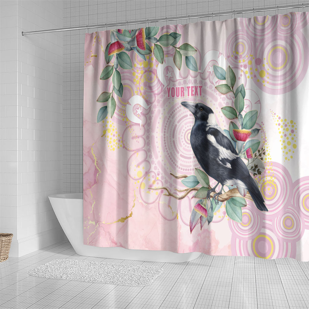 Magpie NAIDOC Week 2026 Personalised Shower Curtain 50 Years Deadly Eucalyptus Blossoms Aboriginal Art