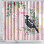 Magpie NAIDOC Week 2026 Personalised Shower Curtain 50 Years Deadly Eucalyptus Blossoms Aboriginal Art