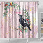 Magpie NAIDOC Week 2026 Personalised Shower Curtain 50 Years Deadly Eucalyptus Blossoms Aboriginal Art