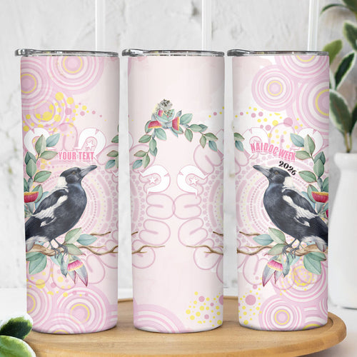 Magpie NAIDOC Week 2026 Personalised Skinny Tumbler 50 Years Deadly Eucalyptus Blossoms Aboriginal Art