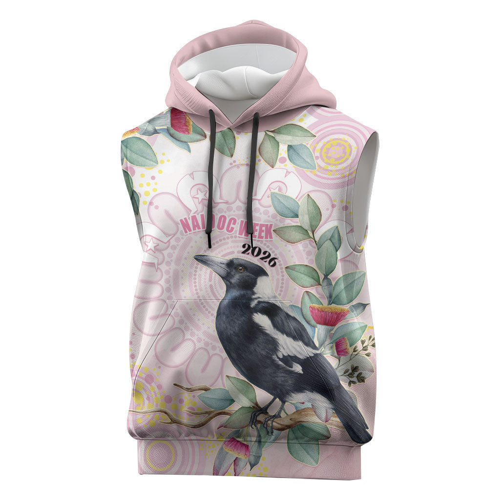 Magpie NAIDOC Week 2026 Personalised Sleeveless Hoodie 50 Years Deadly Eucalyptus Blossoms Aboriginal Art