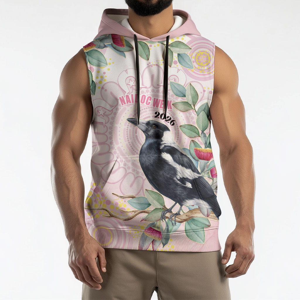 Magpie NAIDOC Week 2026 Personalised Sleeveless Hoodie 50 Years Deadly Eucalyptus Blossoms Aboriginal Art