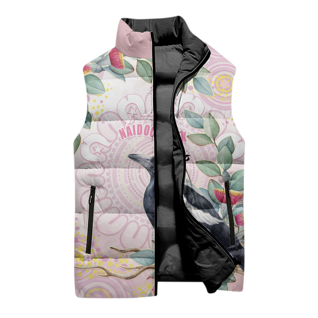 Magpie NAIDOC Week 2026 Personalised Sleeveless Puffer Jacket 50 Years Deadly Eucalyptus Blossoms Aboriginal Art