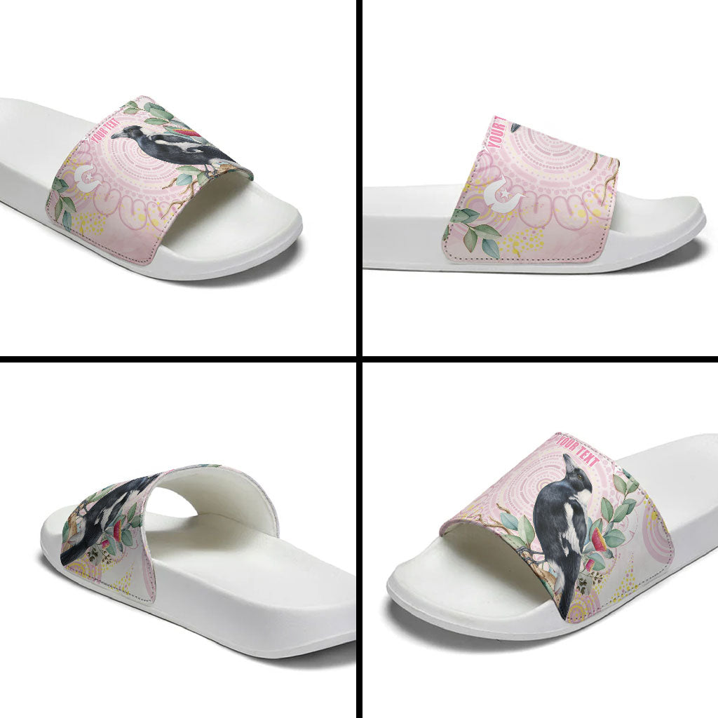 Magpie NAIDOC Week 2026 Personalised Slide Sandals 50 Years Deadly Eucalyptus Blossoms Aboriginal Art