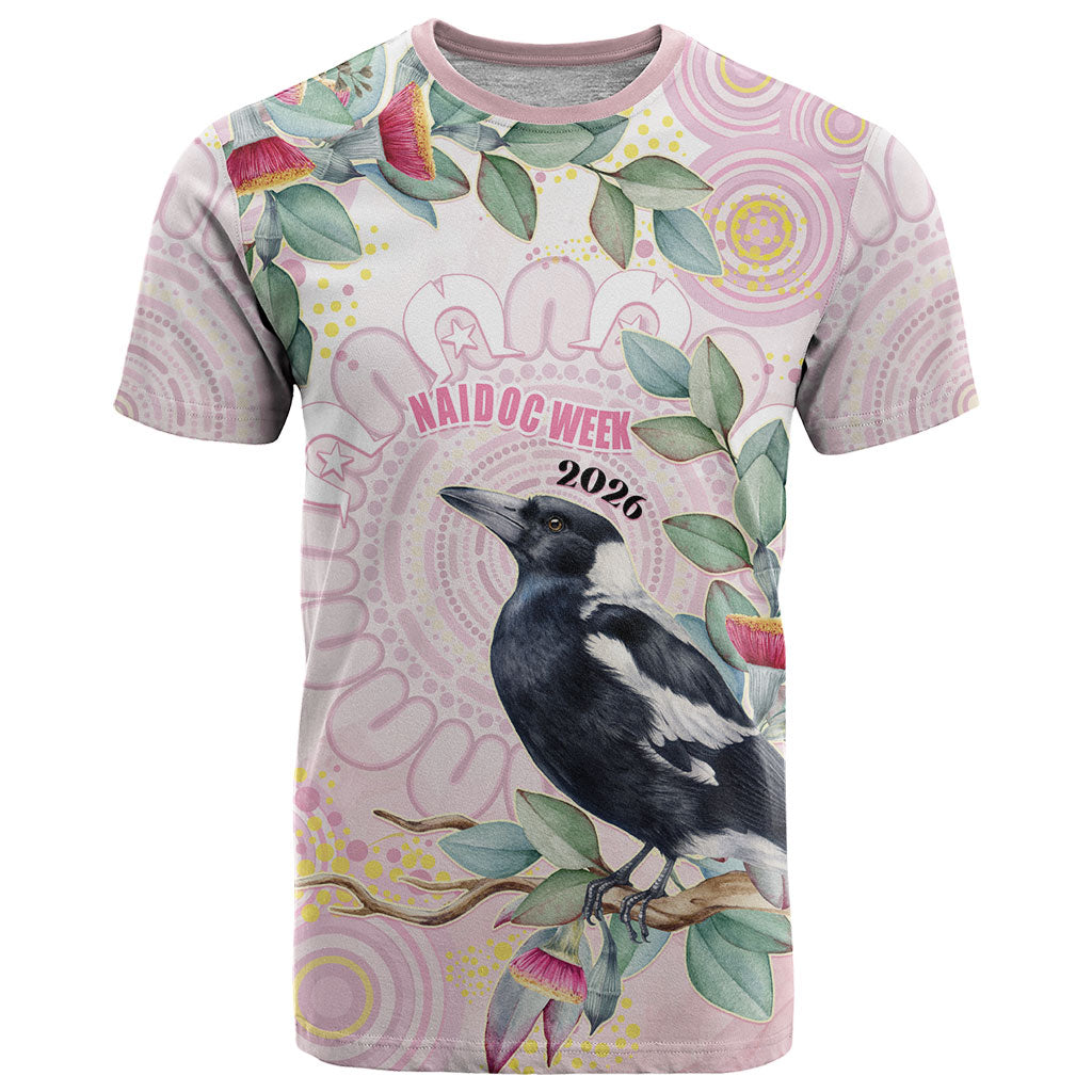 Magpie NAIDOC Week 2026 Personalised T Shirt 50 Years Deadly Eucalyptus Blossoms Aboriginal Art