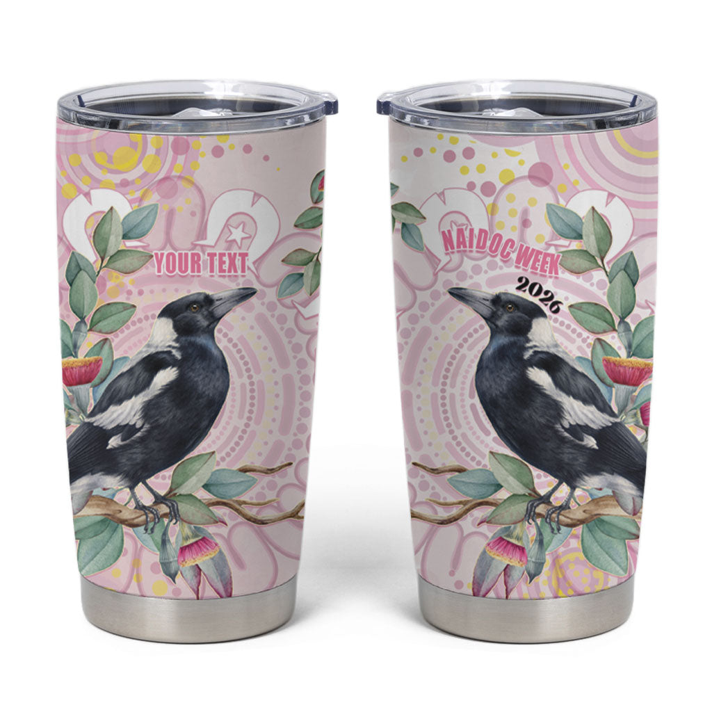 Magpie NAIDOC Week 2026 Personalised Tumbler Cup 50 Years Deadly Eucalyptus Blossoms Aboriginal Art