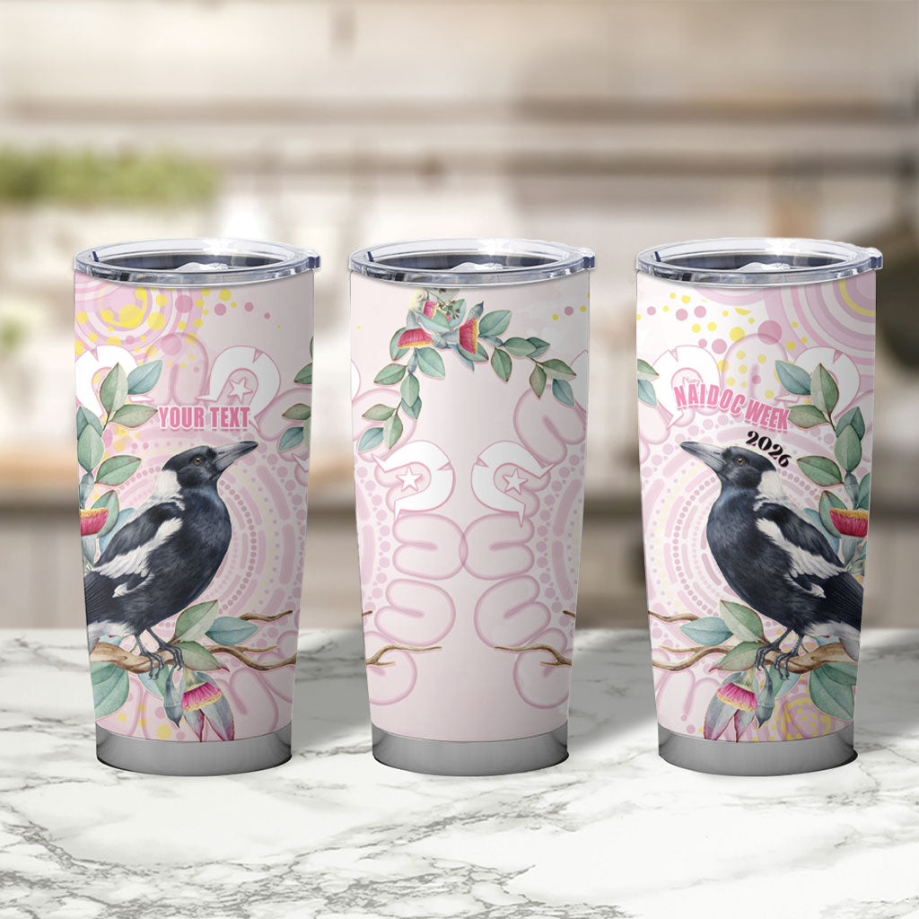 Magpie NAIDOC Week 2026 Personalised Tumbler Cup 50 Years Deadly Eucalyptus Blossoms Aboriginal Art