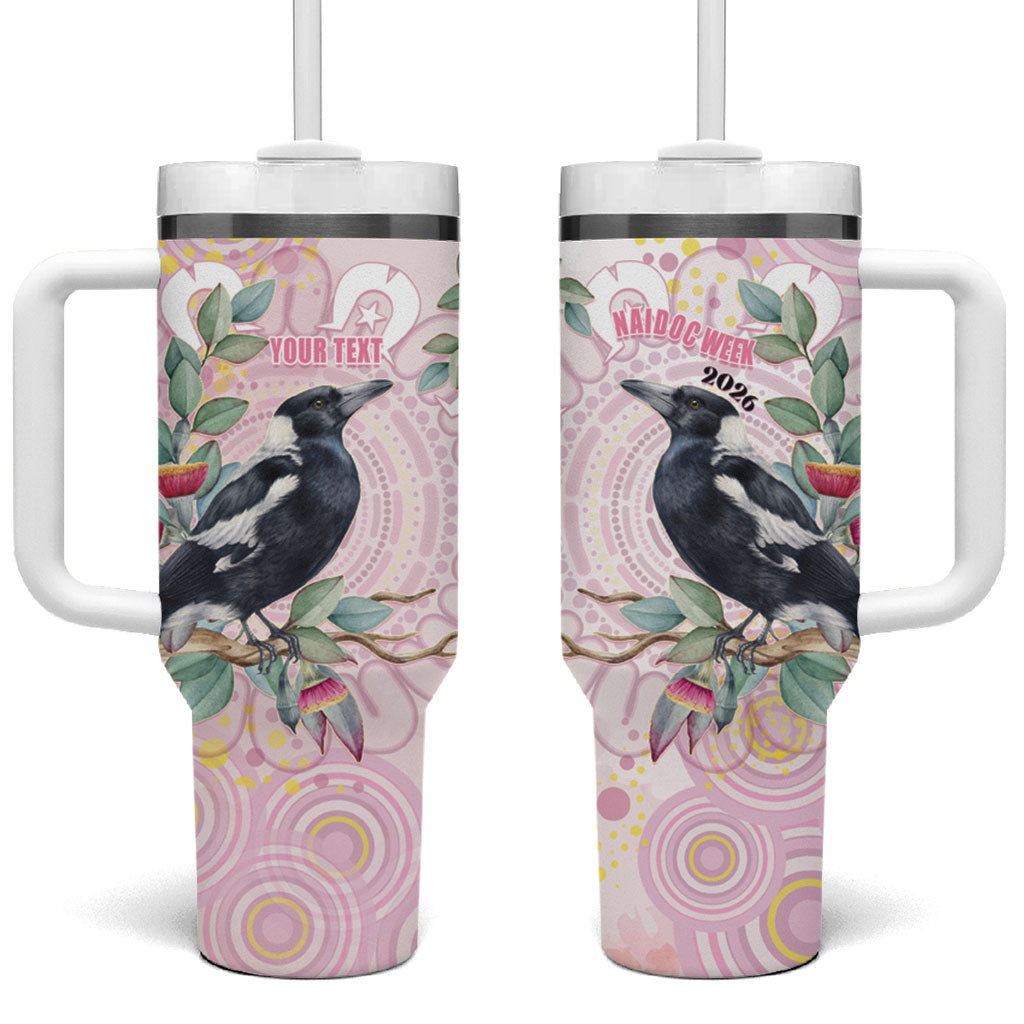 Magpie NAIDOC Week 2026 Personalised Tumbler With Handle 50 Years Deadly Eucalyptus Blossoms Aboriginal Art