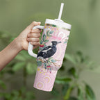 Magpie NAIDOC Week 2026 Personalised Tumbler With Handle 50 Years Deadly Eucalyptus Blossoms Aboriginal Art