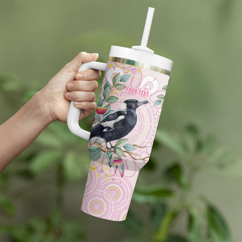 Magpie NAIDOC Week 2026 Personalised Tumbler With Handle 50 Years Deadly Eucalyptus Blossoms Aboriginal Art