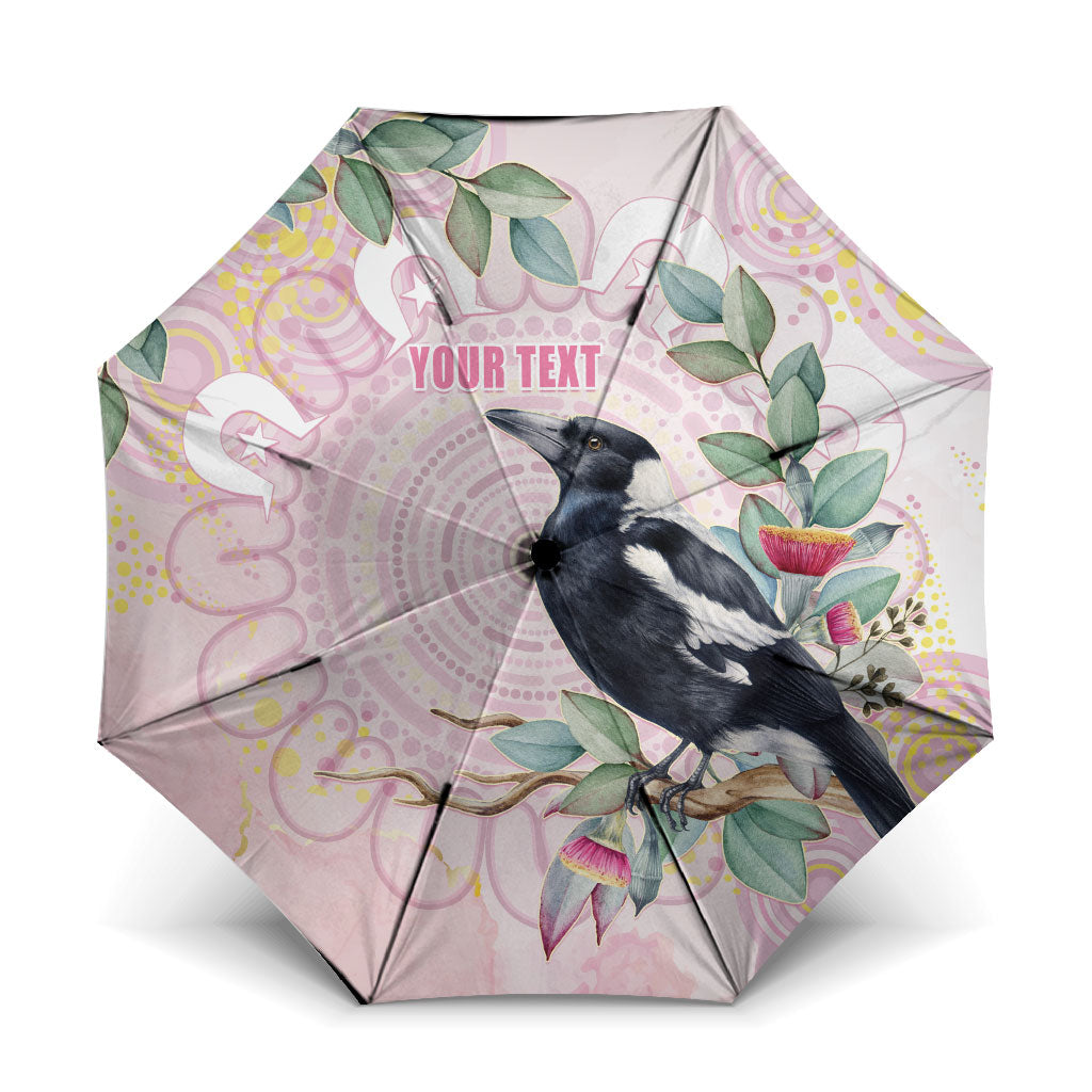 Magpie NAIDOC Week 2026 Personalised Umbrella 50 Years Deadly Eucalyptus Blossoms Aboriginal Art