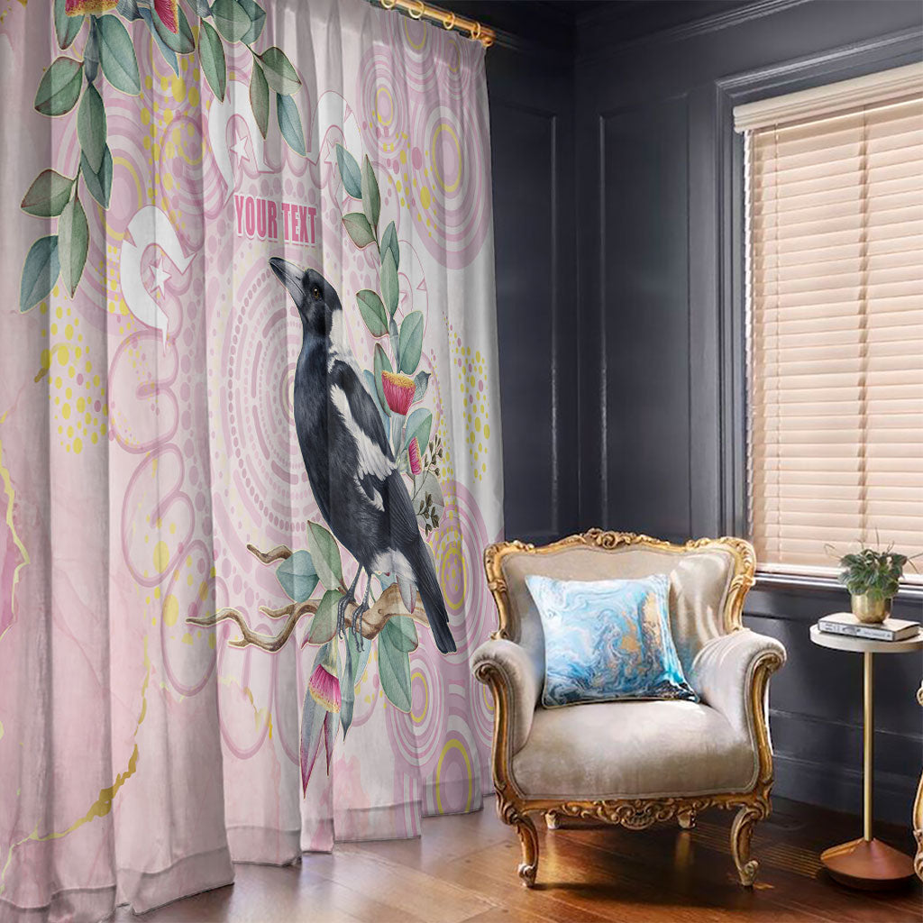 Magpie NAIDOC Week 2026 Personalised Window Curtain 50 Years Deadly Eucalyptus Blossoms Aboriginal Art