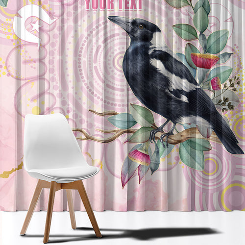 Magpie NAIDOC Week 2026 Personalised Window Curtain 50 Years Deadly Eucalyptus Blossoms Aboriginal Art
