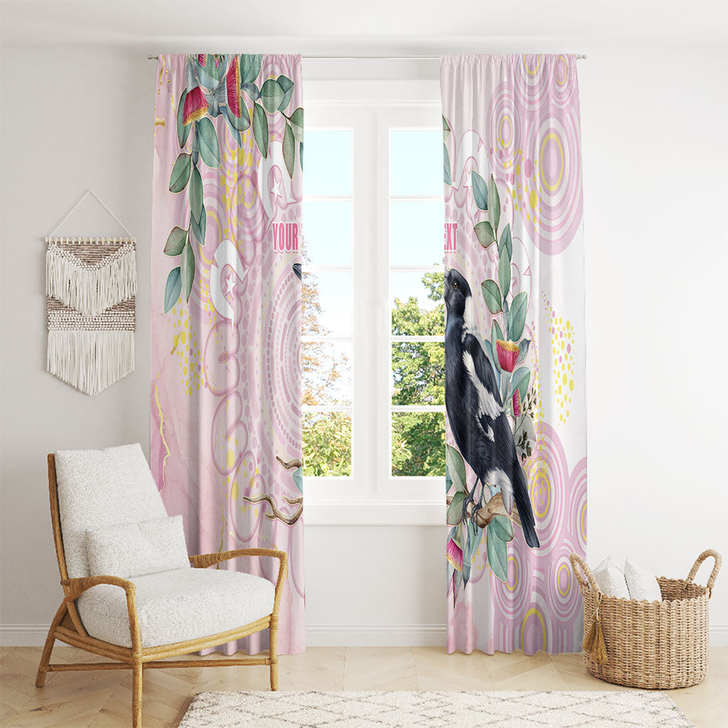 Magpie NAIDOC Week 2026 Personalised Window Curtain 50 Years Deadly Eucalyptus Blossoms Aboriginal Art