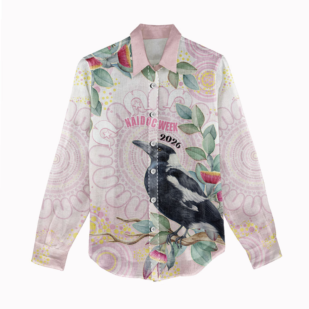 Magpie NAIDOC Week 2026 Personalised Women Casual Shirt 50 Years Deadly Eucalyptus Blossoms Aboriginal Art
