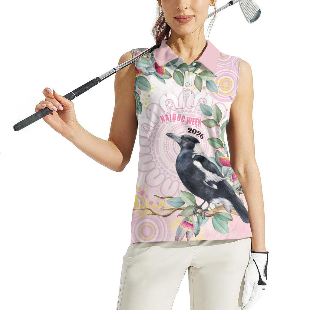 Magpie NAIDOC Week 2026 Personalised Women Sleeveless Polo Shirt 50 Years Deadly Eucalyptus Blossoms Aboriginal Art