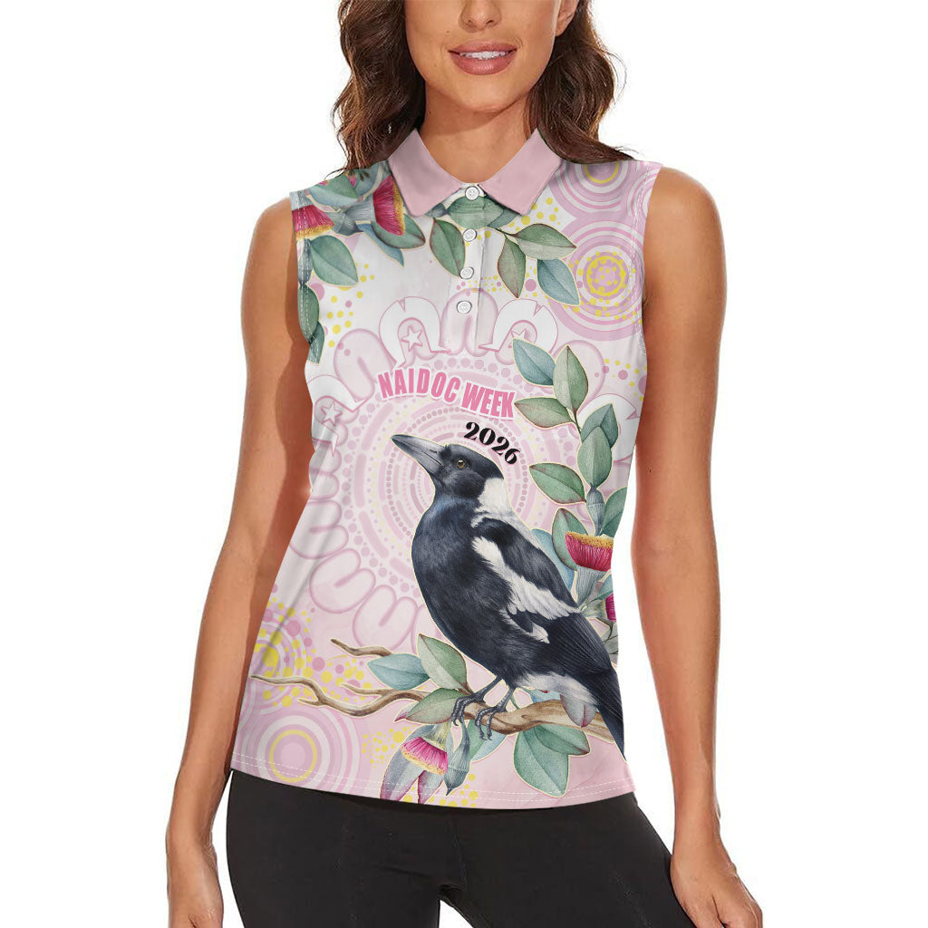 Magpie NAIDOC Week 2026 Personalised Women Sleeveless Polo Shirt 50 Years Deadly Eucalyptus Blossoms Aboriginal Art