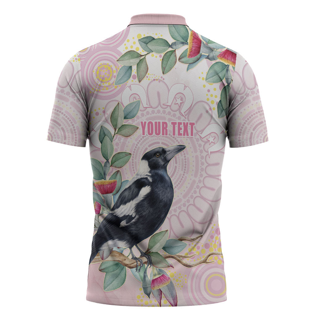Magpie NAIDOC Week 2026 Personalised Zipper Polo Shirt 50 Years Deadly Eucalyptus Blossoms Aboriginal Art