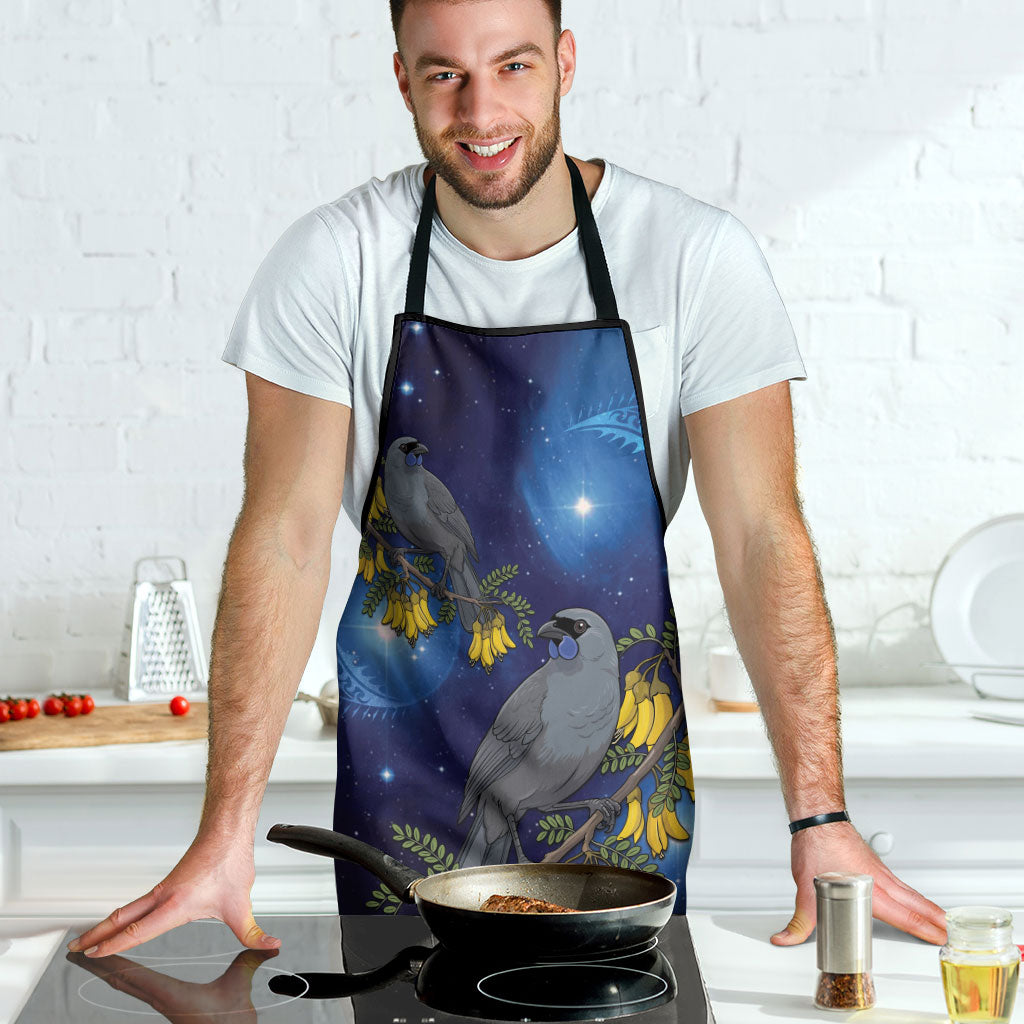 New Zealand Kokako Bird Apron Kowhai Galaxy Style Polynesian Pattern
