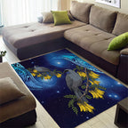 New Zealand Kokako Bird Area Rug Kowhai Galaxy Style Polynesian Pattern