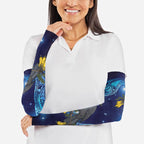 New Zealand Kokako Bird Arm Sleeves Kowhai Galaxy Style Polynesian Pattern