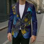 New Zealand Kokako Bird Blazer Kowhai Galaxy Style Polynesian Pattern