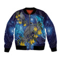 New Zealand Kokako Bird Bomber Jacket Kowhai Galaxy Style Polynesian Pattern