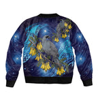 New Zealand Kokako Bird Bomber Jacket Kowhai Galaxy Style Polynesian Pattern