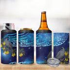 New Zealand Kokako Bird 4 in 1 Can Cooler Tumbler Kowhai Galaxy Style Polynesian Pattern