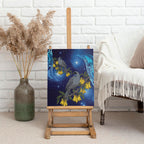 New Zealand Kokako Bird Canvas Wall Art Kowhai Galaxy Style Polynesian Pattern