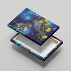 New Zealand Kokako Bird Canvas Wall Art Kowhai Galaxy Style Polynesian Pattern