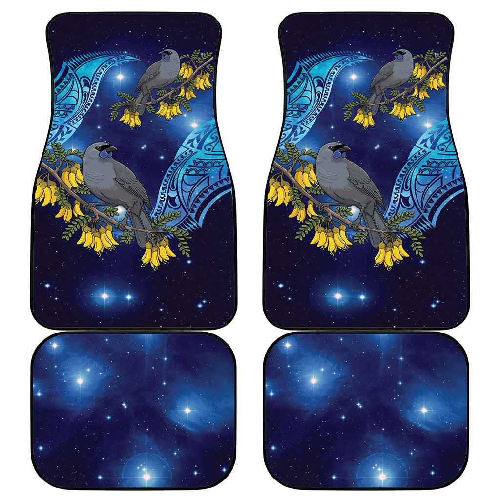 New Zealand Kokako Bird Car Mats Kowhai Galaxy Style Polynesian Pattern
