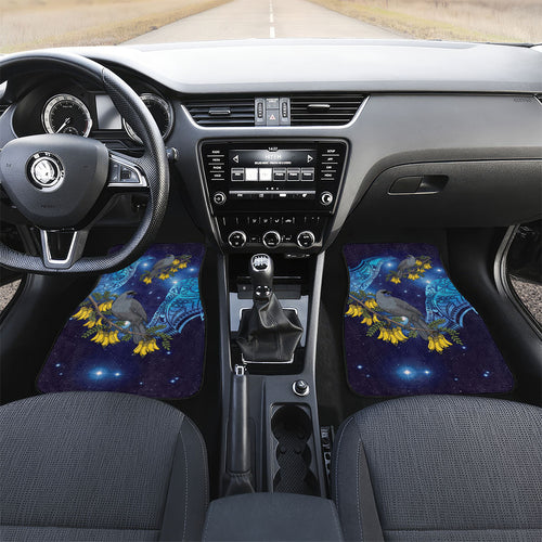 New Zealand Kokako Bird Car Mats Kowhai Galaxy Style Polynesian Pattern
