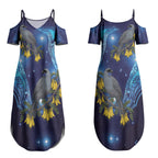 New Zealand Kokako Bird Couples Matching Summer Maxi Dress and Hawaiian Shirt Kowhai Galaxy Style Polynesian Pattern LT22