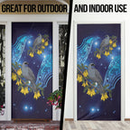 New Zealand Kokako Bird Door Cover Kowhai Galaxy Style Polynesian Pattern