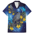 New Zealand Kokako Bird Family Matching Tank Maxi Dress and Hawaiian Shirt Kowhai Galaxy Style Polynesian Pattern