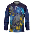 New Zealand Kokako Bird Hockey Jersey Kowhai Galaxy Style Polynesian Pattern