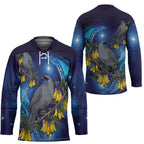 New Zealand Kokako Bird Hockey Jersey Kowhai Galaxy Style Polynesian Pattern