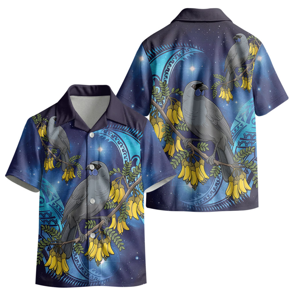 New Zealand Kokako Bird Kid Hawaiian Shirt Kowhai Galaxy Style Polynesian Pattern LT22