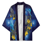 New Zealand Kokako Bird Kimono Kowhai Galaxy Style Polynesian Pattern