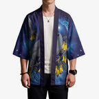 New Zealand Kokako Bird Kimono Kowhai Galaxy Style Polynesian Pattern
