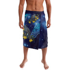 New Zealand Kokako Bird Lavalava Kowhai Galaxy Style Polynesian Pattern
