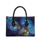 New Zealand Kokako Bird Leather Bag Kowhai Galaxy Style Polynesian Pattern