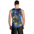 New Zealand Kokako Bird Men Tank Top Kowhai Galaxy Style Polynesian Pattern