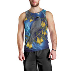 New Zealand Kokako Bird Men Tank Top Kowhai Galaxy Style Polynesian Pattern