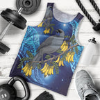 New Zealand Kokako Bird Men Tank Top Kowhai Galaxy Style Polynesian Pattern