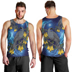New Zealand Kokako Bird Men Tank Top Kowhai Galaxy Style Polynesian Pattern